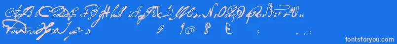 フォントPortuguesarcaicolectura – ピンクの文字、青い背景