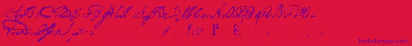 フォントPortuguesarcaicolectura – 赤い背景に紫のフォント