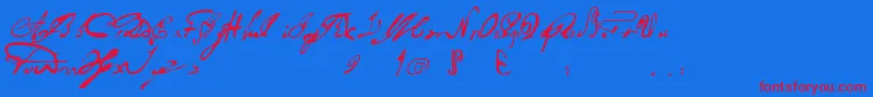 Portuguesarcaicolectura Font – Red Fonts on Blue Background