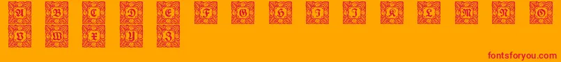 Schmuck Initialen 3 Font – Red Fonts on Orange Background