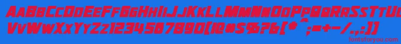 JhiaxusBoldItalic-fontti – punaiset fontit sinisellä taustalla