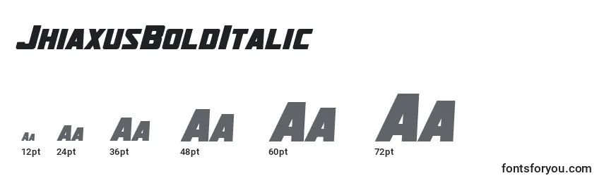 Размеры шрифта JhiaxusBoldItalic