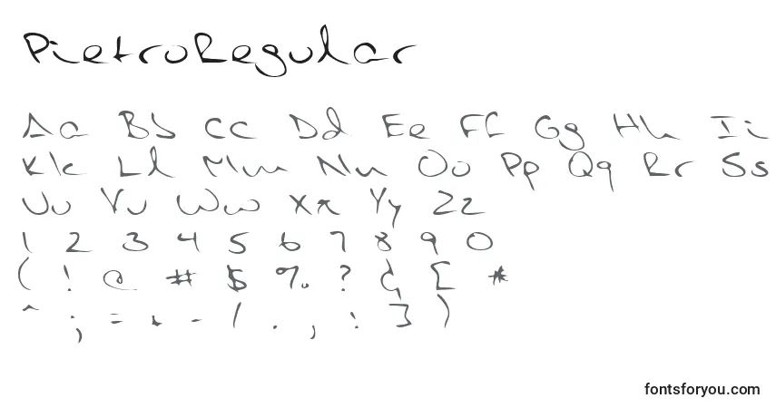 Fuente PietroRegular - alfabeto, números, caracteres especiales