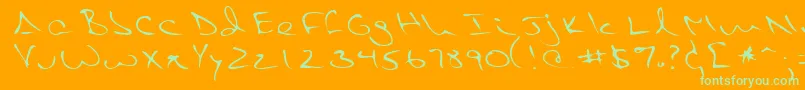 PietroRegular-Schriftart – Grüne Schriften auf orangefarbenem Hintergrund