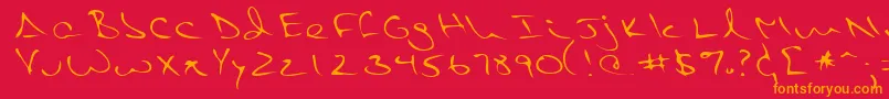 フォントPietroRegular – 赤い背景にオレンジの文字