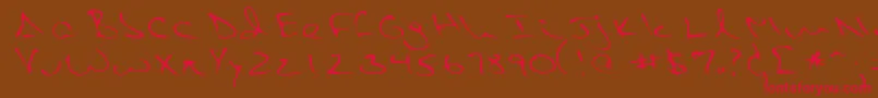 フォントPietroRegular – 赤い文字が茶色の背景にあります。