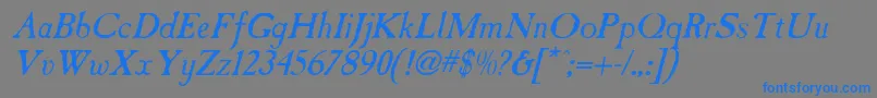 フォントCasablancaantiqueItalic – 灰色の背景に青い文字