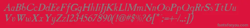 フォントCasablancaantiqueItalic – 赤い背景に灰色の文字