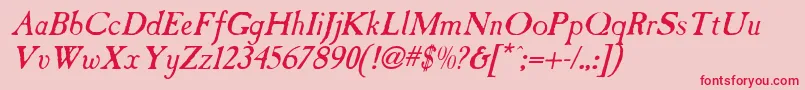 フォントCasablancaantiqueItalic – ピンクの背景に赤い文字