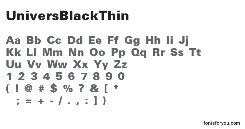 UniversBlackThin font – alphabet, numbers, special characters