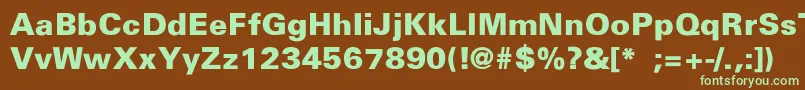 UniversBlackThin-fontti – vihreät fontit ruskealla taustalla