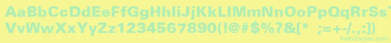 UniversBlackThin Font – Green Fonts on Yellow Background