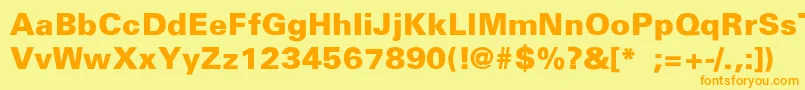 UniversBlackThin Font – Orange Fonts on Yellow Background