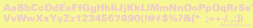 UniversBlackThin-fontti – vaaleanpunaiset fontit keltaisella taustalla