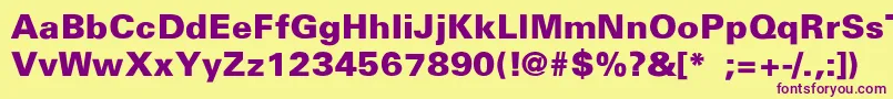 UniversBlackThin Font – Purple Fonts on Yellow Background