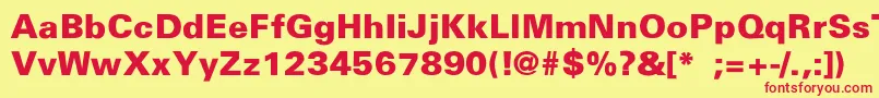 UniversBlackThin Font – Red Fonts on Yellow Background