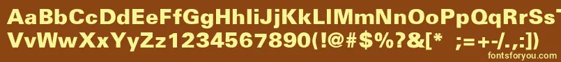 UniversBlackThin-fontti – keltaiset fontit ruskealla taustalla