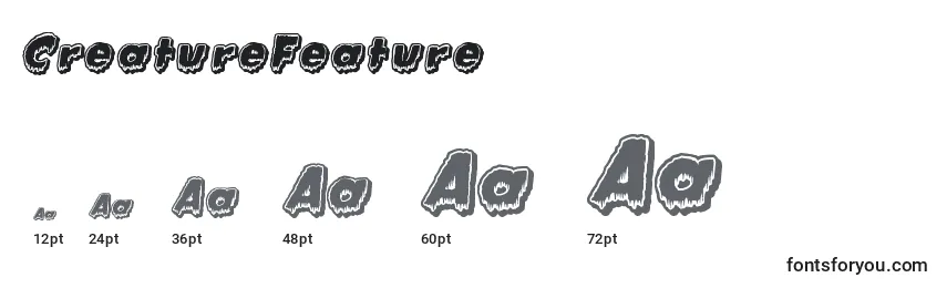 sizes of creaturefeature font, creaturefeature sizes