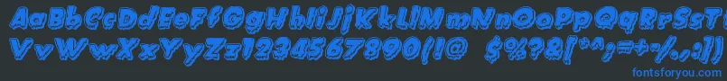 CreatureFeature-Schriftart – Blaue Schriften auf schwarzem Hintergrund