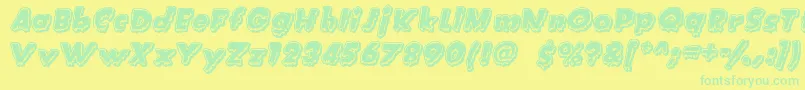 CreatureFeature Font – Green Fonts on Yellow Background