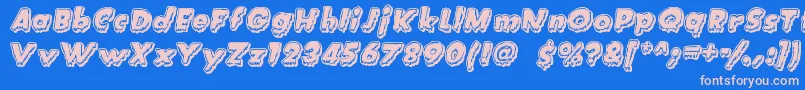 CreatureFeature-Schriftart – Rosa Schriften auf blauem Hintergrund