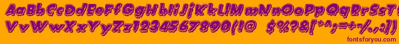 CreatureFeature-Schriftart – Violette Schriften auf orangefarbenem Hintergrund