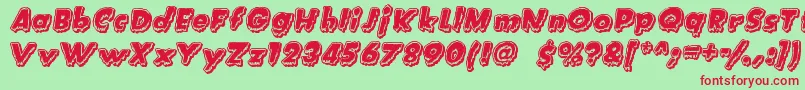 CreatureFeature Font – Red Fonts on Green Background