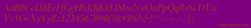 MinionproMediumitdisp Font – Brown Fonts on Purple Background