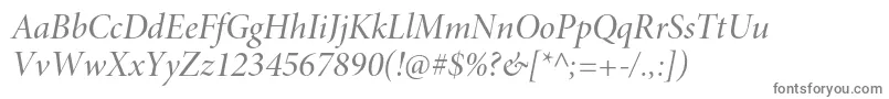 MinionproMediumitdisp-fontti – harmaat kirjasimet valkoisella taustalla