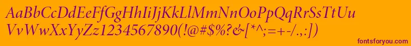 MinionproMediumitdisp-Schriftart – Violette Schriften auf orangefarbenem Hintergrund