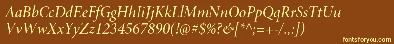 Шрифт MinionproMediumitdisp – жёлтые шрифты на коричневом фоне