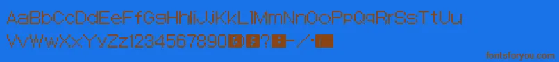 SmtDevilSurvivor-Schriftart – Braune Schriften auf blauem Hintergrund