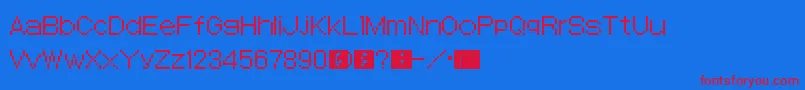 SmtDevilSurvivor-Schriftart – Rote Schriften auf blauem Hintergrund