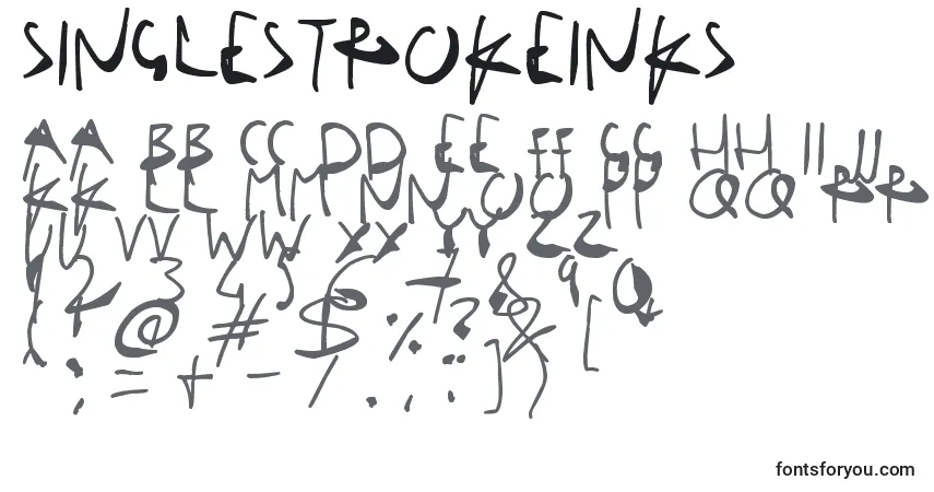 A fonte SingleStrokeInks – alfabeto, números, caracteres especiais