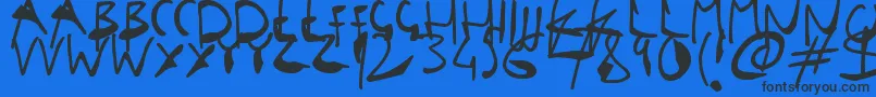 SingleStrokeInks-Schriftart – Schwarze Schriften auf blauem Hintergrund