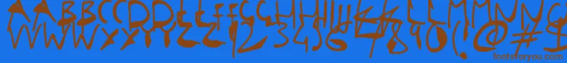 SingleStrokeInks Font – Brown Fonts on Blue Background
