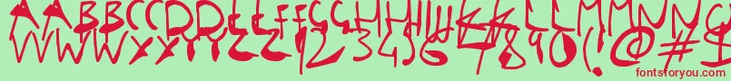 SingleStrokeInks Font – Red Fonts on Green Background
