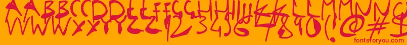 SingleStrokeInks Font – Red Fonts on Orange Background