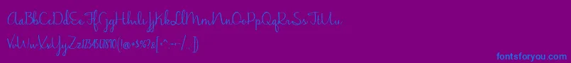 JasmineReminiscentse-Schriftart – Blaue Schriften auf violettem Hintergrund