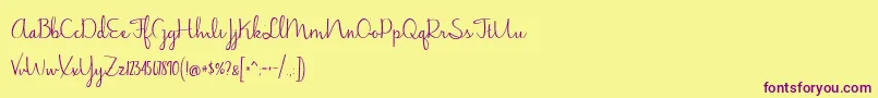 JasmineReminiscentse Font – Purple Fonts on Yellow Background