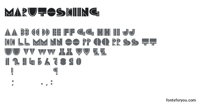 Czcionka MarutoSkiing – alfabet, cyfry, specjalne znaki