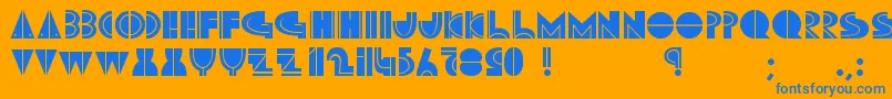 MarutoSkiing-Schriftart – Blaue Schriften auf orangefarbenem Hintergrund