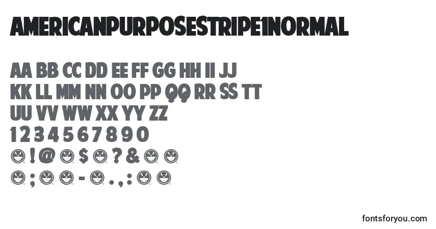 Шрифт AmericanPurposeStripe1Normal – алфавит, цифры, специальные символы