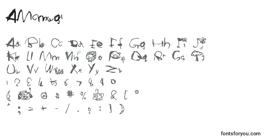 A fonte AMcmug1 – alfabeto, números, caracteres especiais