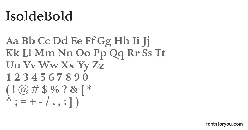 A fonte IsoldeBold – alfabeto, números, caracteres especiais