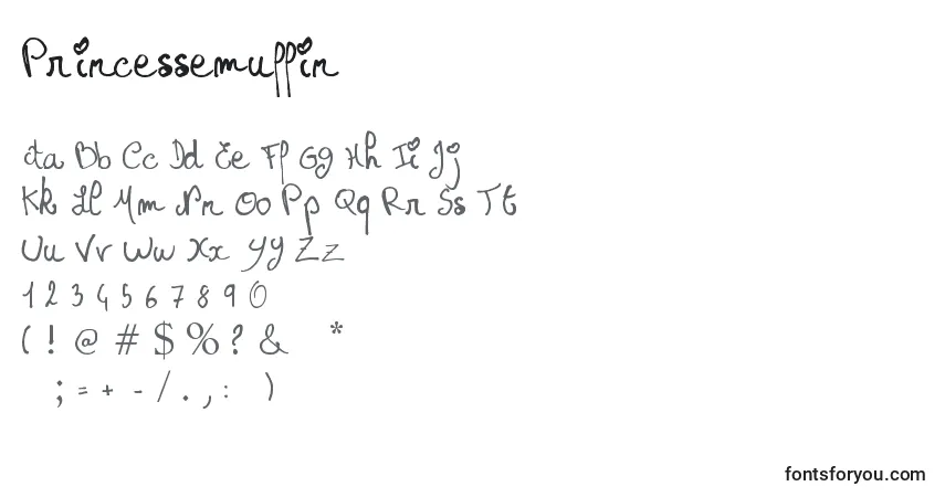 Czcionka Princessemuffin – alfabet, cyfry, specjalne znaki