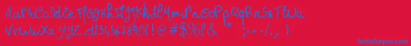 フォントPrincessemuffin – 赤い背景に青い文字