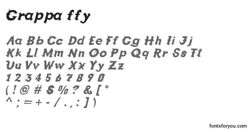 Шрифт Grappa ffy – алфавит, цифры, специальные символы