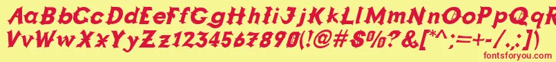 Grappa ffy-Schriftart – Rote Schriften auf gelbem Hintergrund