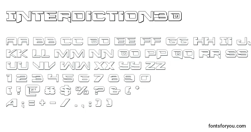 Interdiction3D-fontti – aakkoset, numerot, erikoismerkit